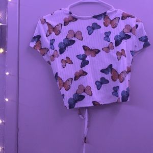 simple cute butterfly white shirt with very beautiful colors